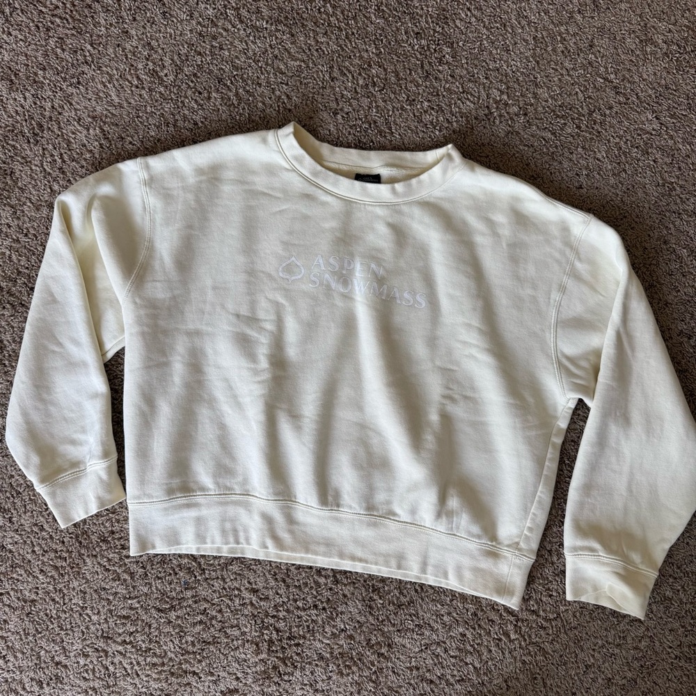 Aspen Snowmass Women's Crewneck Sweater, Cream, XL